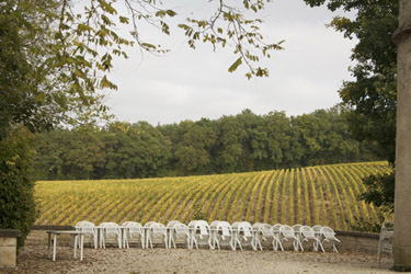 les vignes en automne vues de la terrasse du gite de groupe